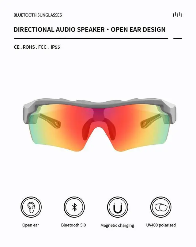 Alt view image 2 of 6 - Music Polarized Sports Smart Bluetooth Sunglasses For Men Women Sport Bluetooth Sunglasses With Speakers Audio Glasses
