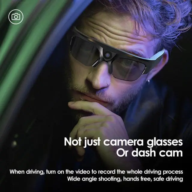 Alt view image 4 of 6 - Video Camera Glasses for Men Open Ear Earbuds Camera Audio Recording Smart Glasses Video Recording Sunglasses