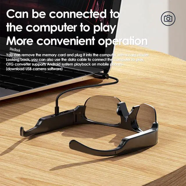 Alt view image 6 of 6 - Video Camera Glasses for Men Open Ear Earbuds Camera Audio Recording Smart Glasses Video Recording Sunglasses