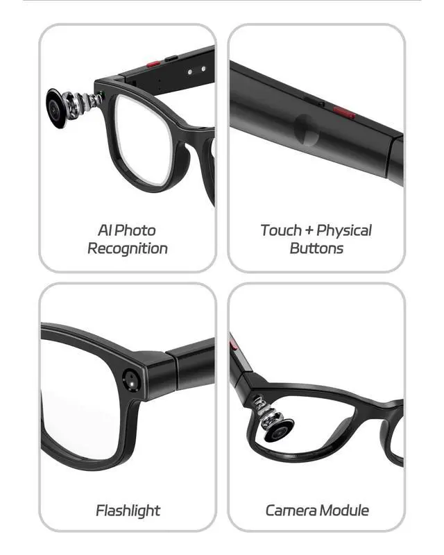 Alt view image 2 of 7 - Camera Video Recording Smart Sunglasses AI Glasses for Men Women with 1080P Hidden Camera Bluetooth Record Video and Audio