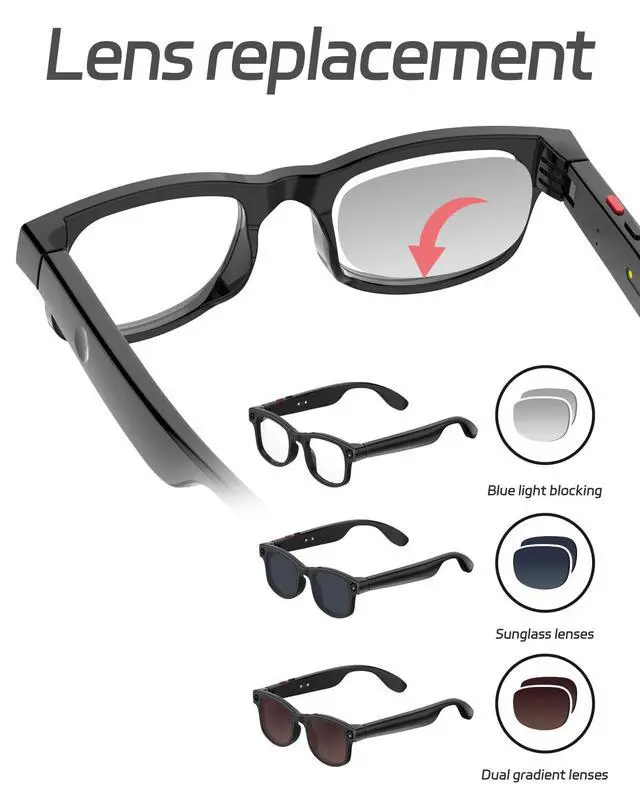 Alt view image 3 of 7 - Camera Video Recording Smart Sunglasses AI Glasses for Men Women with 1080P Hidden Camera Bluetooth Record Video and Audio