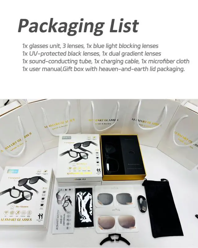 Alt view image 6 of 7 - Camera Video Recording Smart Sunglasses AI Glasses for Men Women with 1080P Hidden Camera Bluetooth Record Video and Audio