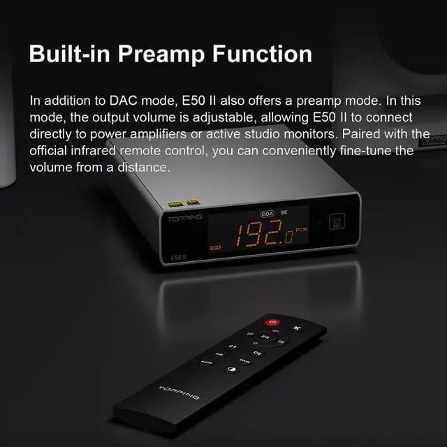 Alt view image 5 of 7 - Topping E50 II DAC AK4497S DSD512 PCM768kHz BT Supported USB Decoder with Remote Control (Silver)