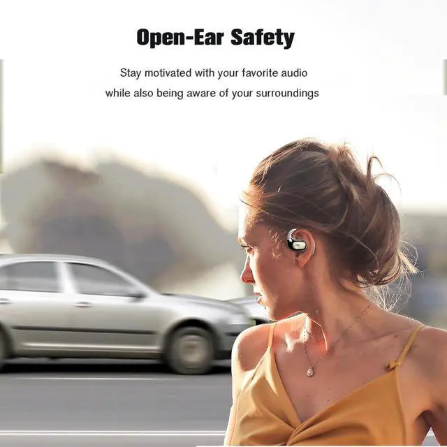 Alt view image 2 of 7 - Earless Out of Ear Headphones Bluetooth Wireless Outer Open Ear Headphones Outside The Ear Open Ear Buds Earbuds Wireless Ear Hanging Bluetooth Headset Bone Air Conduction Earbuds White