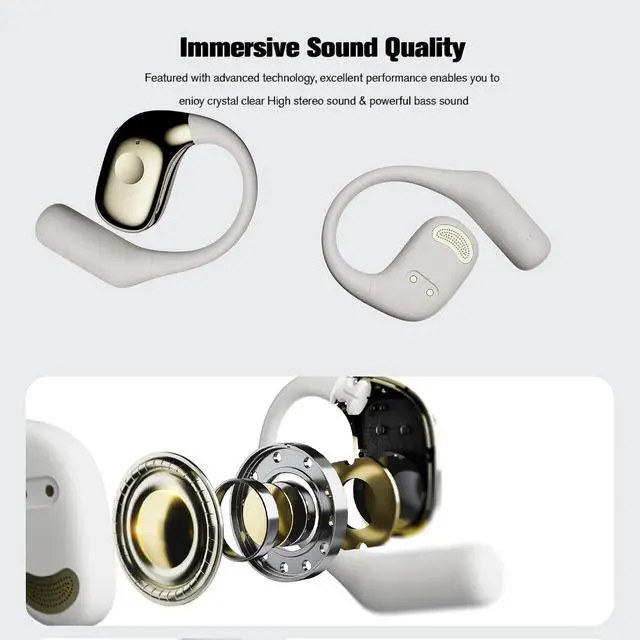 Alt view image 3 of 7 - Earless Out of Ear Headphones Bluetooth Wireless Outer Open Ear Headphones Outside The Ear Open Ear Buds Earbuds Wireless Ear Hanging Bluetooth Headset Bone Air Conduction Earbuds White