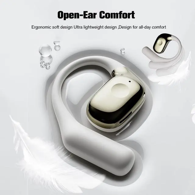 Alt view image 4 of 7 - Earless Out of Ear Headphones Bluetooth Wireless Outer Open Ear Headphones Outside The Ear Open Ear Buds Earbuds Wireless Ear Hanging Bluetooth Headset Bone Air Conduction Earbuds White
