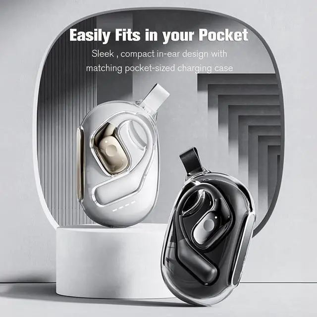 Alt view image 5 of 7 - Earless Out of Ear Headphones Bluetooth Wireless Outer Open Ear Headphones Outside The Ear Open Ear Buds Earbuds Wireless Ear Hanging Bluetooth Headset Bone Air Conduction Earbuds White