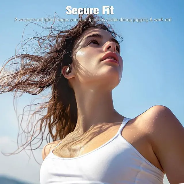 Alt view image 6 of 7 - Earless Out of Ear Headphones Bluetooth Wireless Outer Open Ear Headphones Outside The Ear Open Ear Buds Earbuds Wireless Ear Hanging Bluetooth Headset Bone Air Conduction Earbuds White