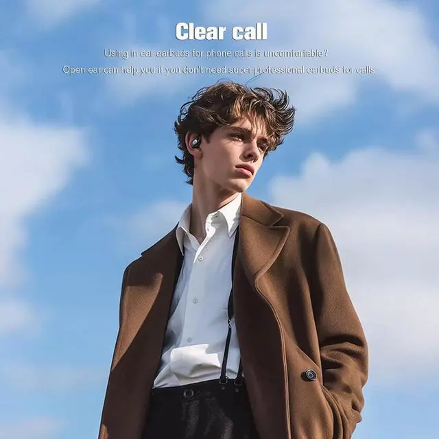 Alt view image 7 of 7 - Earless Out of Ear Headphones Bluetooth Wireless Outer Open Ear Headphones Outside The Ear Open Ear Buds Earbuds Wireless Ear Hanging Bluetooth Headset Bone Air Conduction Earbuds White