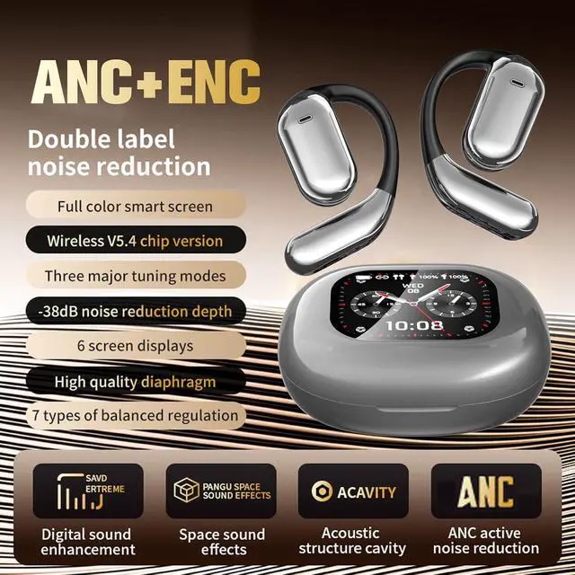Alt view image 4 of 7 - Q16AI Over Ear Bluetooth 5.4 AI Translator Headphones, Wireless, Black