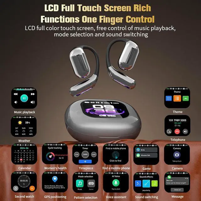 Alt view image 5 of 7 - Q16AI Over Ear Bluetooth 5.4 AI Translator Headphones, Wireless, Black