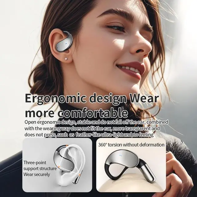 Alt view image 4 of 7 - YYKQ93AI Open Over Ear AI Language Translator Headphones Real Time for iPhone Android Earpiece Ear Bud Spanish Translator Device AI Earbuds Translate Earphone