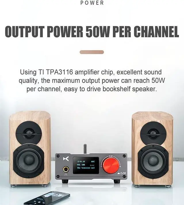 Alt view image 6 of 6 - XDUOO DA 100 Power Amplifier ES9018K2M Output Power 50W*2 Support SBC/AAC/aptX/LDAC USB DAC Headphone Amp