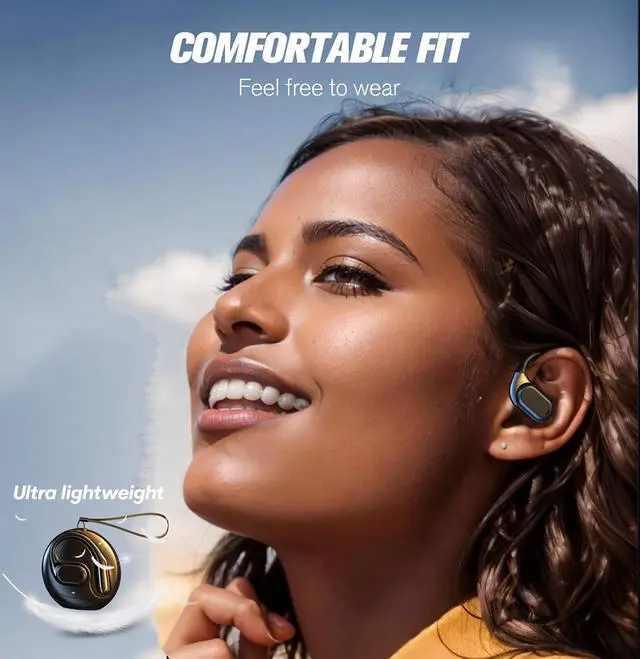 Alt view image 4 of 7 - Out Of Ear Headphones Outside Ear Open Ear Earbuds Wireless Earless Headphones Bluetooth for Ows Open Owls Hanging Earphones 5.4 Bluetooth Open Ear Hanging Headset Bone Conduction Earbuds Over The Ear