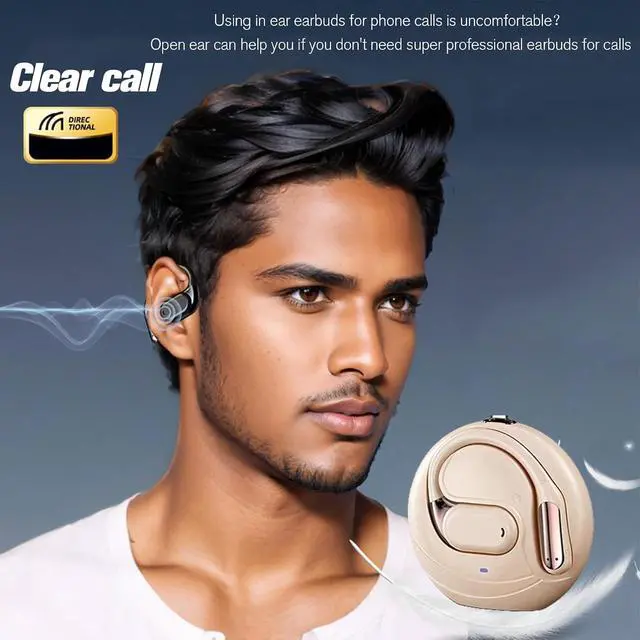 Alt view image 6 of 7 - Out Of Ear Headphones Outside Ear Open Ear Earbuds Wireless Earless Headphones Bluetooth for Ows Open Owls Hanging Earphones 5.4 Bluetooth Open Ear Hanging Headset Bone Conduction Earbuds Over The Ear