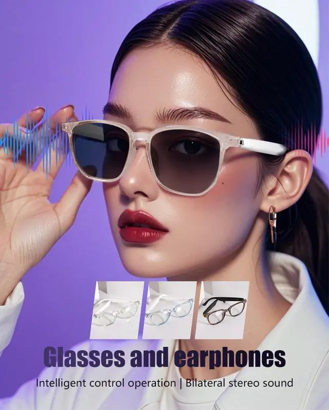 Alt view image 3 of 7 - Bluetooth Smart Glasses Sunglasses for Men Women Polarized Eyeglasses Headphones Bluetooth 5.4 Audio Glasses with Speakers Listenable Songs Blue Tooth Smartglasses Sunglasses for iPhone Android