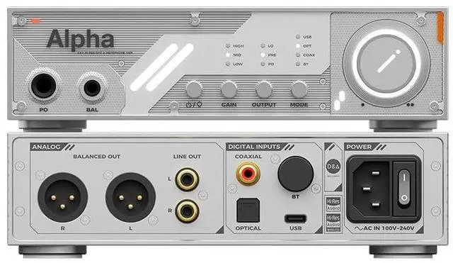 Main image of D&A Alpha HI RES DAC & Headphone AMP MQA LDAC ES9039QM*2 XU 316 DSD512 PCM 768kHz/32bit DA Alpha Decoder Amplifier