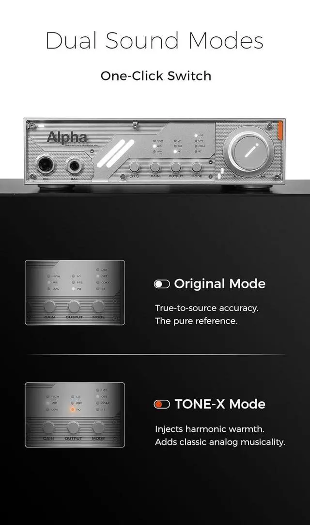 Alt view image 5 of 7 - D&A Alpha HI RES DAC & Headphone AMP MQA LDAC ES9039QM*2 XU 316 DSD512 PCM 768kHz/32bit DA Alpha Decoder Amplifier