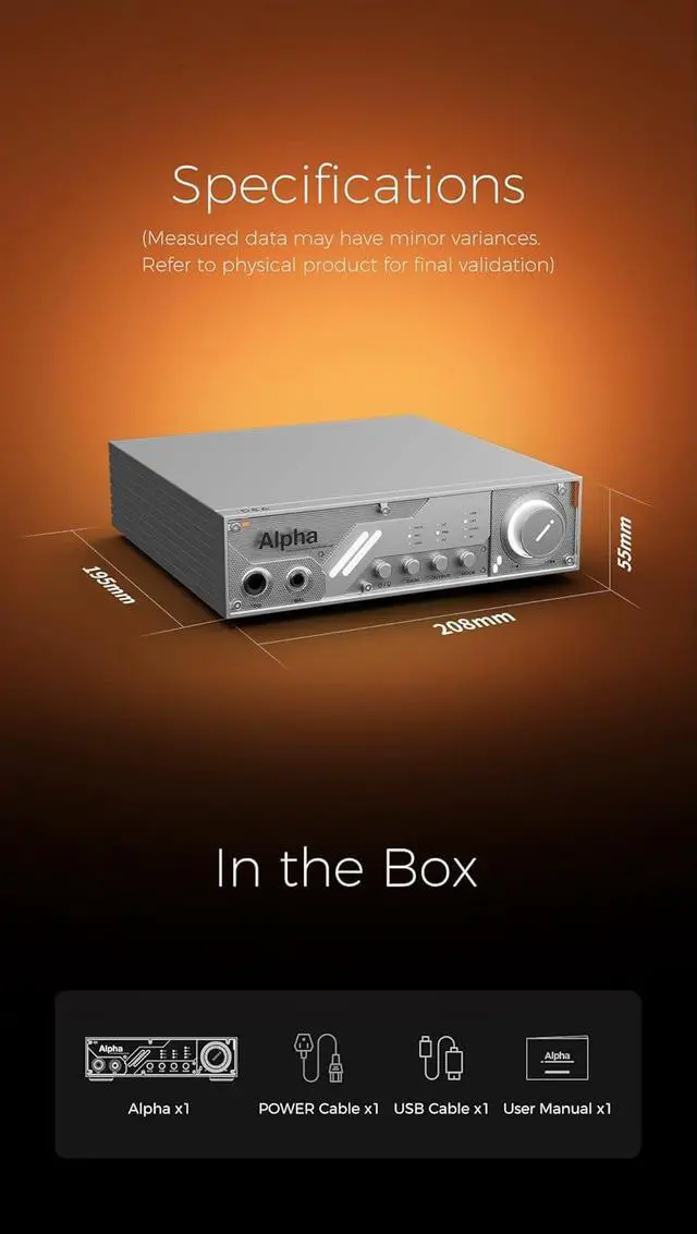 Alt view image 6 of 7 - D&A Alpha HI RES DAC & Headphone AMP MQA LDAC ES9039QM*2 XU 316 DSD512 PCM 768kHz/32bit DA Alpha Decoder Amplifier