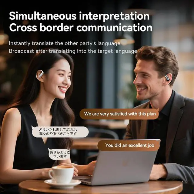 Alt view image 4 of 7 - Translation Translator Earbuds Real Time AI Language Translating Translate Open Ear Earbuds Headphones for iPhone Android Spanish Ear Piece Buds Earphone Earpiece Translator Device 140+ Languages