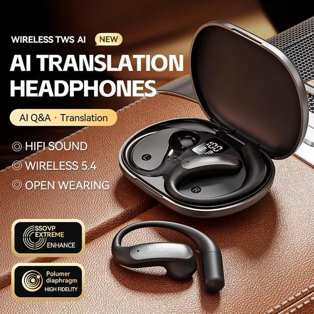 Alt view image 2 of 7 - Translation Translator Earbuds Real Time AI Language Translating Translate Open Ear Earbuds Headphones for iPhone Android Spanish Ear Piece Buds Earphone Earpiece Translator Device 140+ Languages