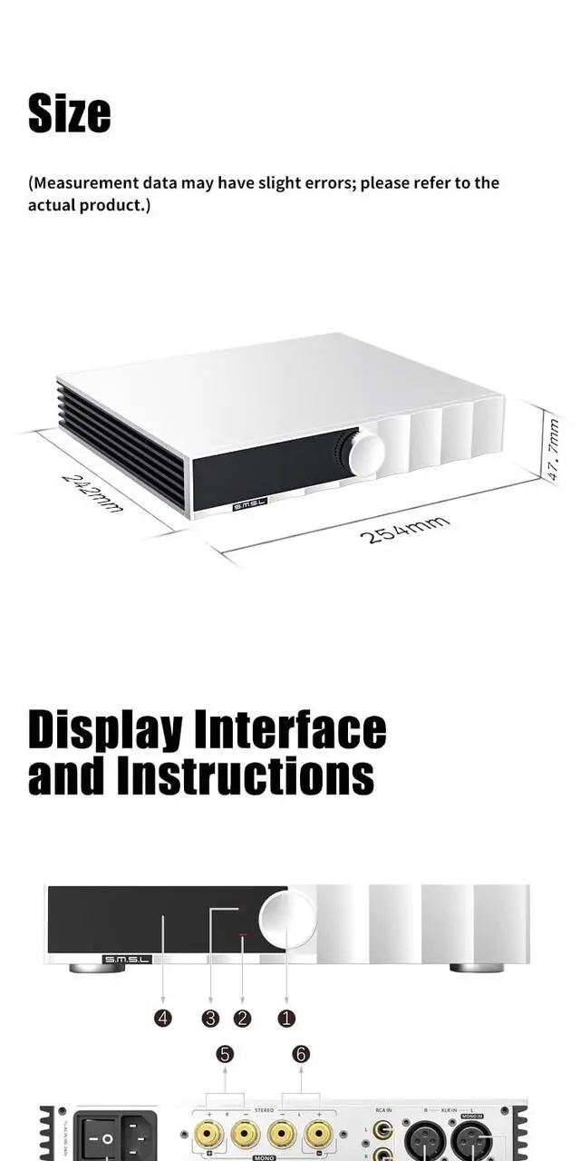 Alt view image 6 of 7 - SMSL PA400 Gallium Nitride Amplifier 8 250W x2 Speaker Power Amplifier PGA2311 Chip with Remote Control
