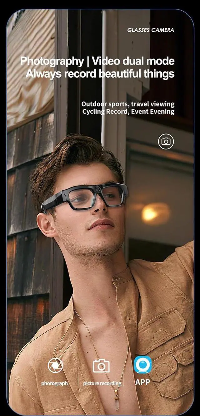 Alt view image 2 of 7 - Bluetooth Recording Video Camera Glasses Audio for Men Open Ear Earbuds Video Recording Sunglasses Camera Audio Smart Glasses for Men Sunglasses Bone Conduction Headphones