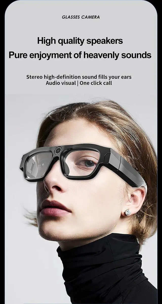 Alt view image 3 of 7 - Bluetooth Recording Video Camera Glasses Audio for Men Open Ear Earbuds Video Recording Sunglasses Camera Audio Smart Glasses for Men Sunglasses Bone Conduction Headphones
