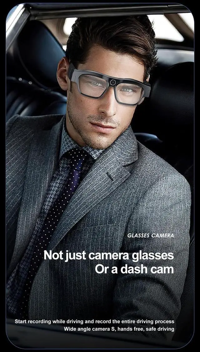 Alt view image 7 of 7 - Bluetooth Recording Video Camera Glasses Audio for Men Open Ear Earbuds Video Recording Sunglasses Camera Audio Smart Glasses for Men Sunglasses Bone Conduction Headphones