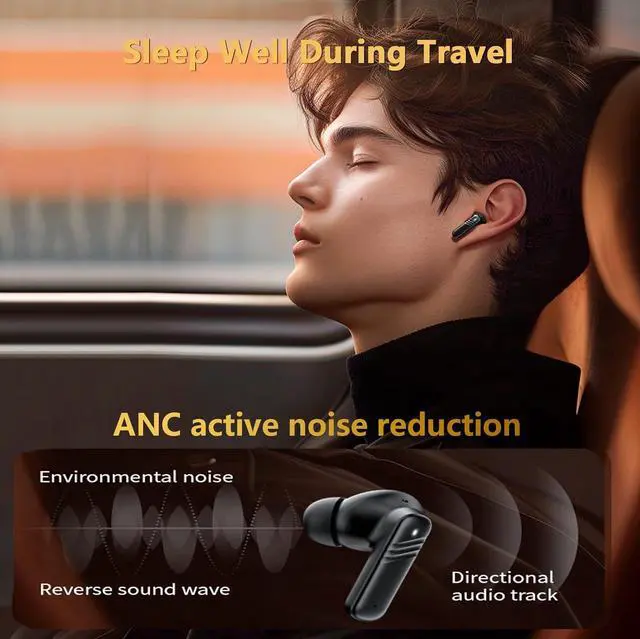 Alt view image 3 of 6 - lx300 Black Wireless Bluetooth 5.4 TWS Touch Screen Earbuds with Active Noise Cancellation and Transparency Mode