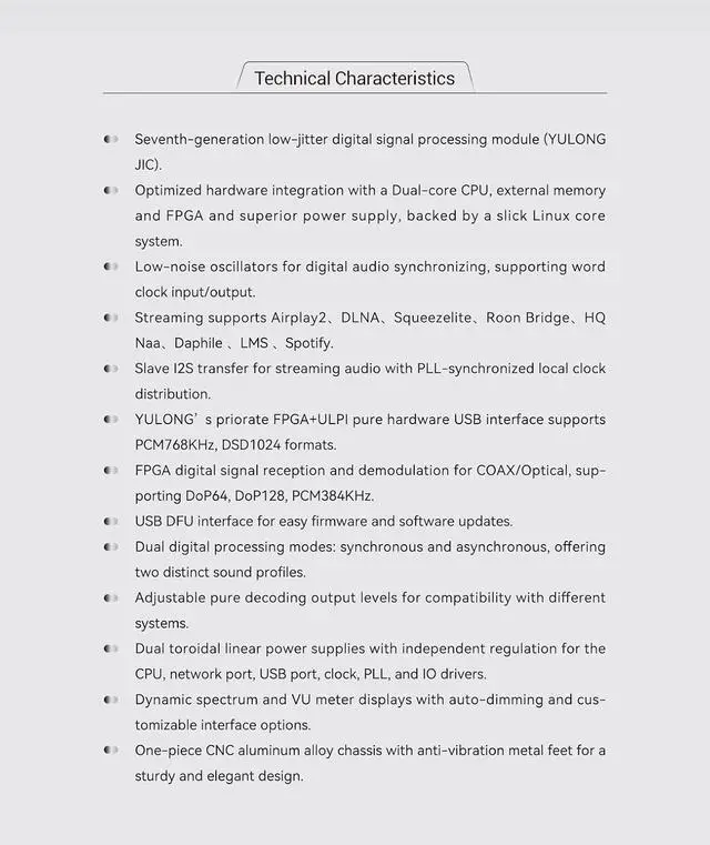 Alt view image 5 of 7 - DAART Yulong D39 Network Streaming DAC High Technical Performance Decoder DSD1024 PCM768KHZ ESS9039PRO (Silver)