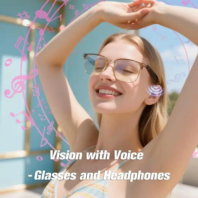 Alt view image 7 of 7 - AI Smart Bluetooth Translation Translator Glasses for Men Women Tranlate Translating Blue Tooth Speaker Audio Music Glasses 150 Language & Accents Headphones Eyeglasses