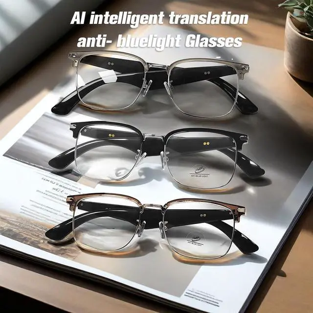 Alt view image 4 of 7 - AI Smart Bluetooth Translation Translator Glasses for Men Women Tranlate Translating Blue Tooth Speaker Audio Music Glasses 150 Language & Accents Headphones Eyeglasses