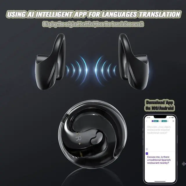 Alt view image 3 of 6 - Language Translate Translation Earbuds Real Time Ai Language Earbud Translator Earbuds Translating Headphones Real Time Translation Earphones Ai Translator Headphones