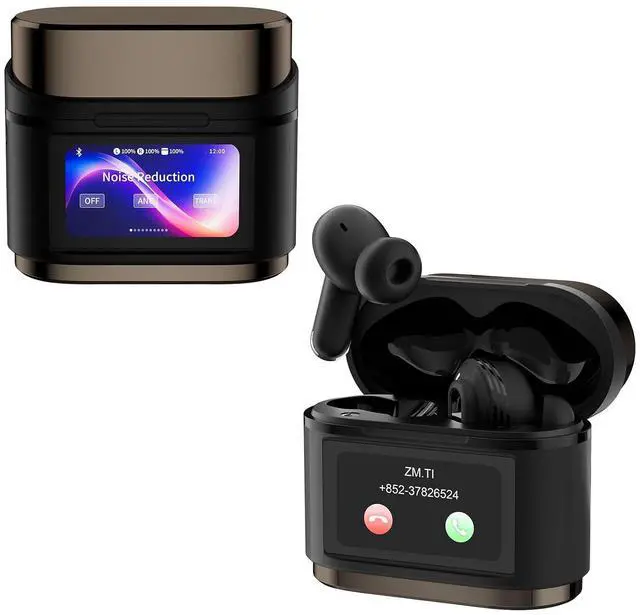 Main image of Touchscreen Earbuds with Screen Wireless Active Noise Cancelling Blue Tooth Ear Buds Active Noise Canceling Bluetooth ANC Touch Screen Earbuds with Touch Screen case for Small Ear canals