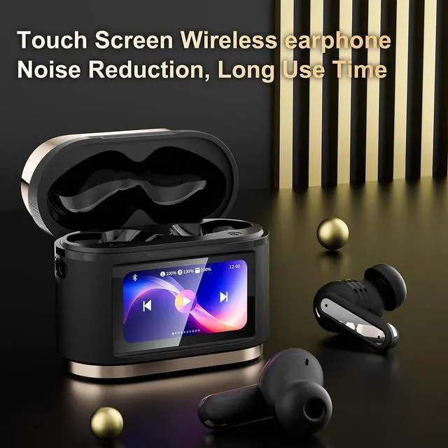 Alt view image 2 of 7 - Touchscreen Earbuds with Screen Wireless Active Noise Cancelling Blue Tooth Ear Buds Active Noise Canceling Bluetooth ANC Touch Screen Earbuds with Touch Screen case for Small Ear canals