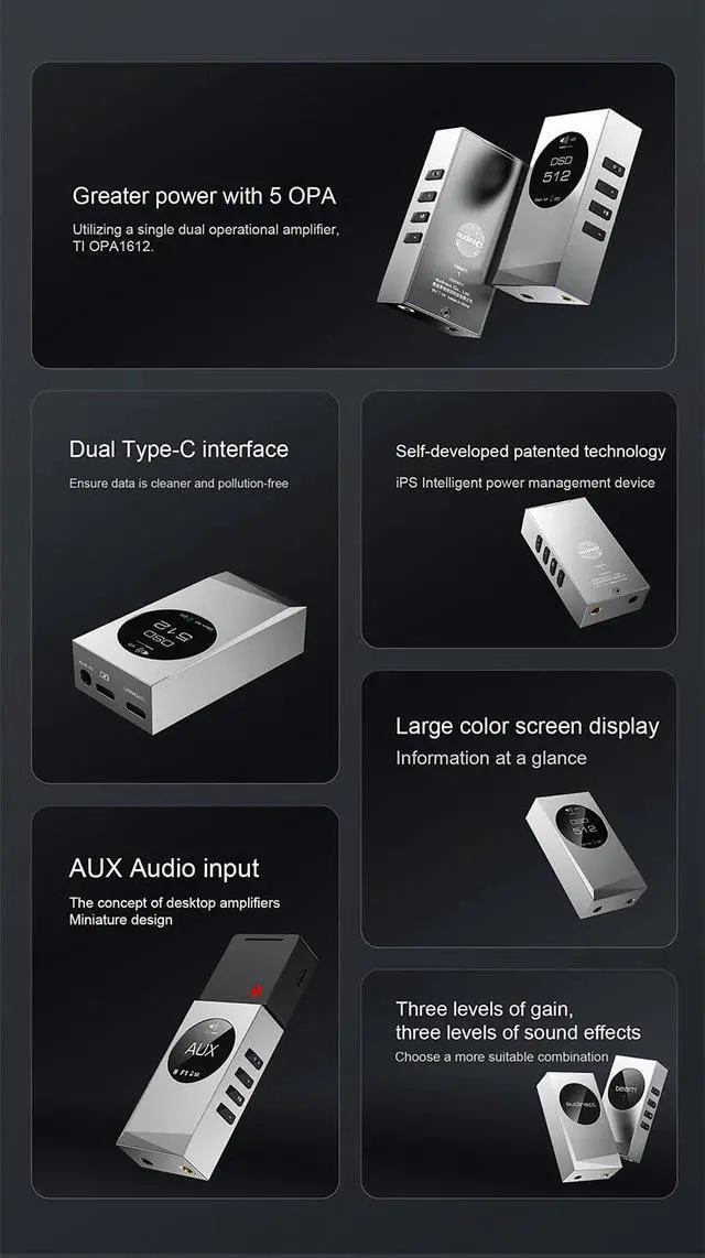Alt view image 6 of 7 - AUDIRECT Team 1 ES9281AC PRO Portable DAC/AMP Decoder Headphone Amplifier