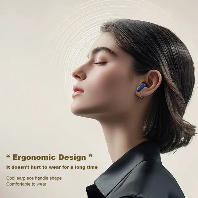 Alt view image 5 of 7 - True Wireless TWS Earbuds with Microphone for Working Blue Tooth Ear Buds with Bluetooth Phone Scrolling Ring for iPhone Phone Scroller Remote Fingertip Wireless Bluetooth Remote Control