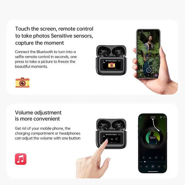 Alt view image 4 of 7 - True Wireless Earbuds IPX7 Waterproof Bluetooth 5.4 In Ear Headphones with LED Touch Screen Sports Earbuds Blue Tooth Ear Buds for iPhone Android Phones Active Noise Cancelling TWS Touchscreen Earbuds