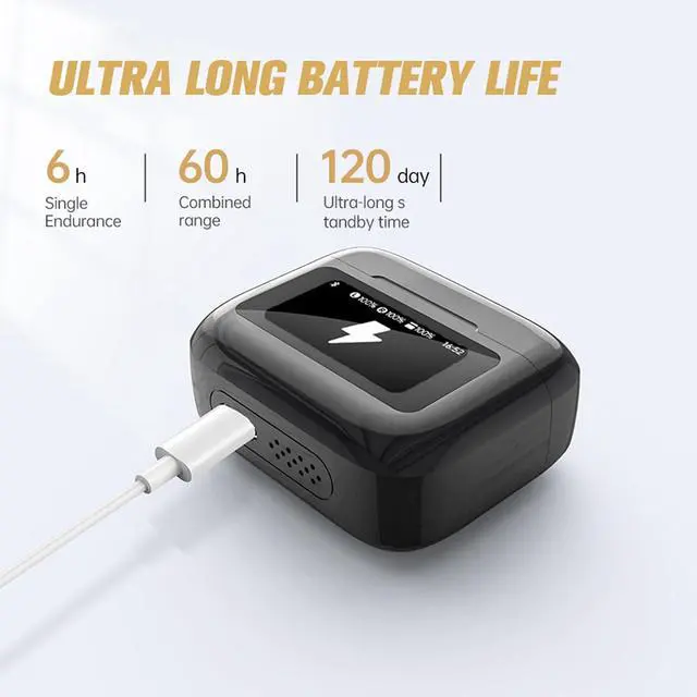 Alt view image 5 of 7 - True Wireless Earbuds IPX7 Waterproof Bluetooth 5.4 In Ear Headphones with LED Touch Screen Sports Earbuds Blue Tooth Ear Buds for iPhone Android Phones Active Noise Cancelling TWS Touchscreen Earbuds