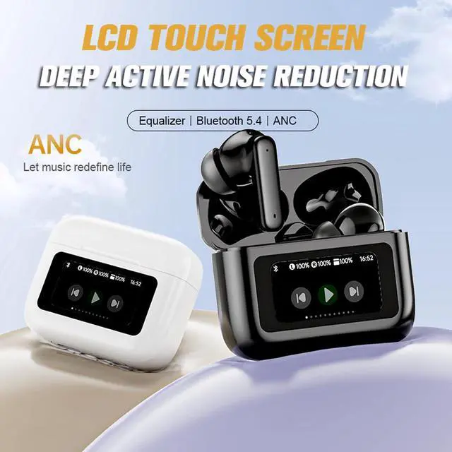 Alt view image 7 of 7 - True Wireless Earbuds IPX7 Waterproof Bluetooth 5.4 In Ear Headphones with LED Touch Screen Sports Earbuds Blue Tooth Ear Buds for iPhone Android Phones Active Noise Cancelling TWS Touchscreen Earbuds