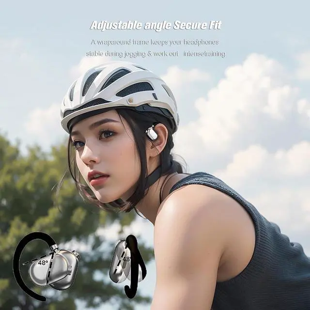 Alt view image 2 of 6 - Over The Ear Open Ear Earbuds Out of Ear Outside Outer Open Ear Headphones Wireless Air Bone Conduction Earbuds Outer Outside Ear Bone Conduction Headphones Out of Ear