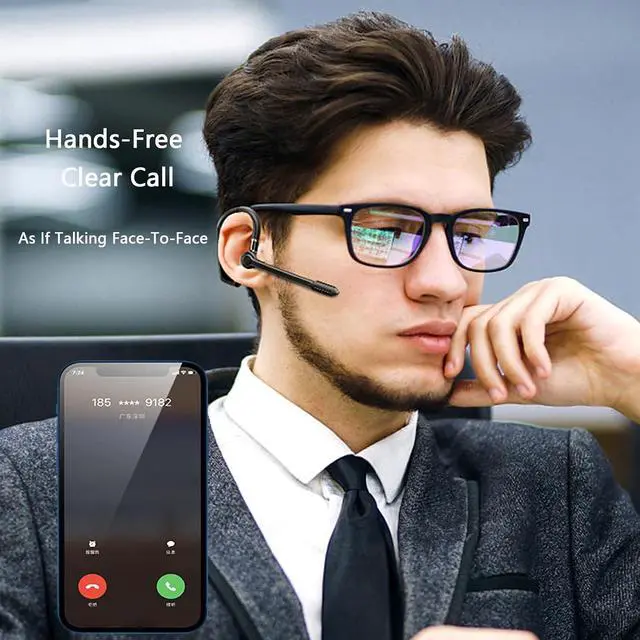 Alt view image 2 of 7 - Wireless Bluetooth Earpiece for Cell Phone Single Ear Headset Wireless Blue Tooth Earpiece Single Trucker Bluetooth Microphone Headset for Driving Business Single Ear Headset with Earhooks