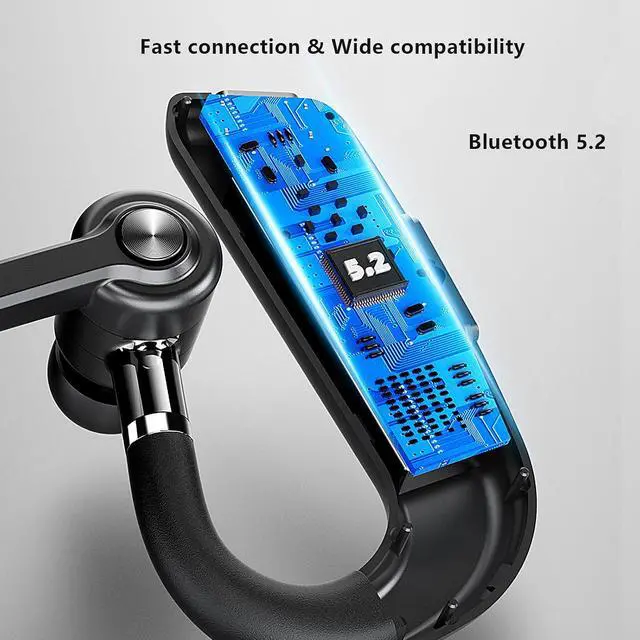 Alt view image 5 of 7 - Wireless Bluetooth Earpiece for Cell Phone Single Ear Headset Wireless Blue Tooth Earpiece Single Trucker Bluetooth Microphone Headset for Driving Business Single Ear Headset with Earhooks