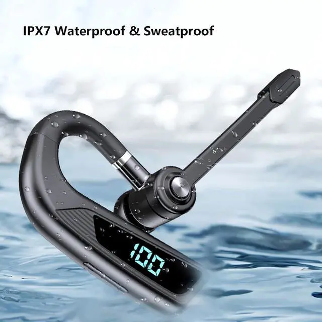 Alt view image 6 of 7 - Wireless Bluetooth Earpiece for Cell Phone Single Ear Headset Wireless Blue Tooth Earpiece Single Trucker Bluetooth Microphone Headset for Driving Business Single Ear Headset with Earhooks