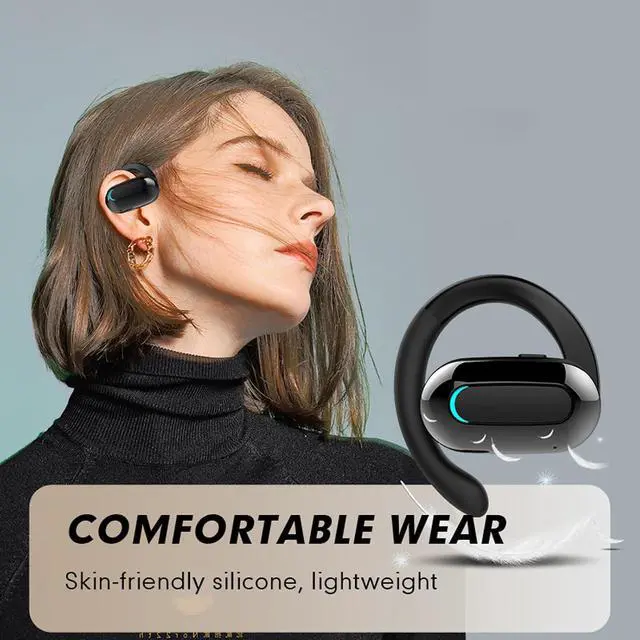 Alt view image 4 of 7 - F9 Single One Ear Wireless Bluetooth 5.3 Open Ear Air Bone Conduction Earbud with Earhook, Green