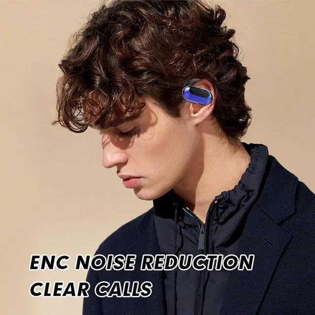 Alt view image 7 of 7 - F9 Single One Ear Wireless Bluetooth 5.3 Open Ear Air Bone Conduction Earbud with Earhook, Green
