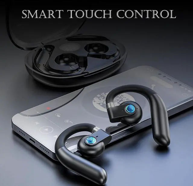 Alt view image 5 of 6 - Wireless Open Ear Headphones with Hook Bluetooth Bone Conduction Headphones Wireless Head Set Earphones Running Workout Over The Ear Bluetooth Bone Conduction Earbuds Induction Earphones