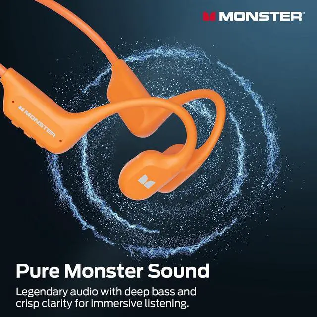 Alt view image 2 of 7 - Monster Open Ear BC300 Sport Headphones, Wireless Bone Conduction Headphones Bluetooth 6.0, IPX8 Waterproof, 32GB Built in Memory, 10 Hour Battery Life for Running, Cycling, Outdoor Sports
