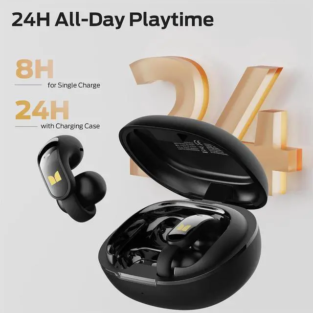 Alt view image 4 of 7 - Monster AC228 Open Ear Headphones, 24 Hour Battery Life, IPX5 Water Resistant, Bluetooth 6.0, All Day Comfort Fit, Wireless Clip on Earbuds Running & Cycling